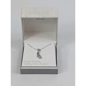 Delicate Diamonds Sterling Silver Genuine Diamond Peacock Pendant Necklace 18"